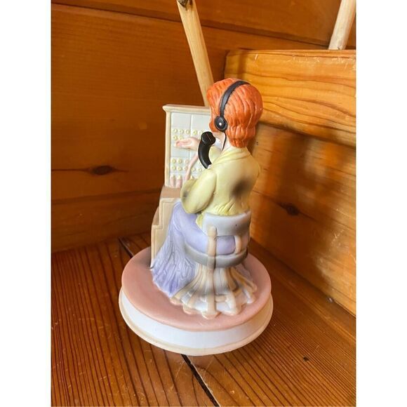 Vintage porcelain Female  Telephone Switchboard Operator Music box Motion - Picture 2 of 6